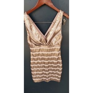 Gold and sequin nude party dress New Year's Eve dr